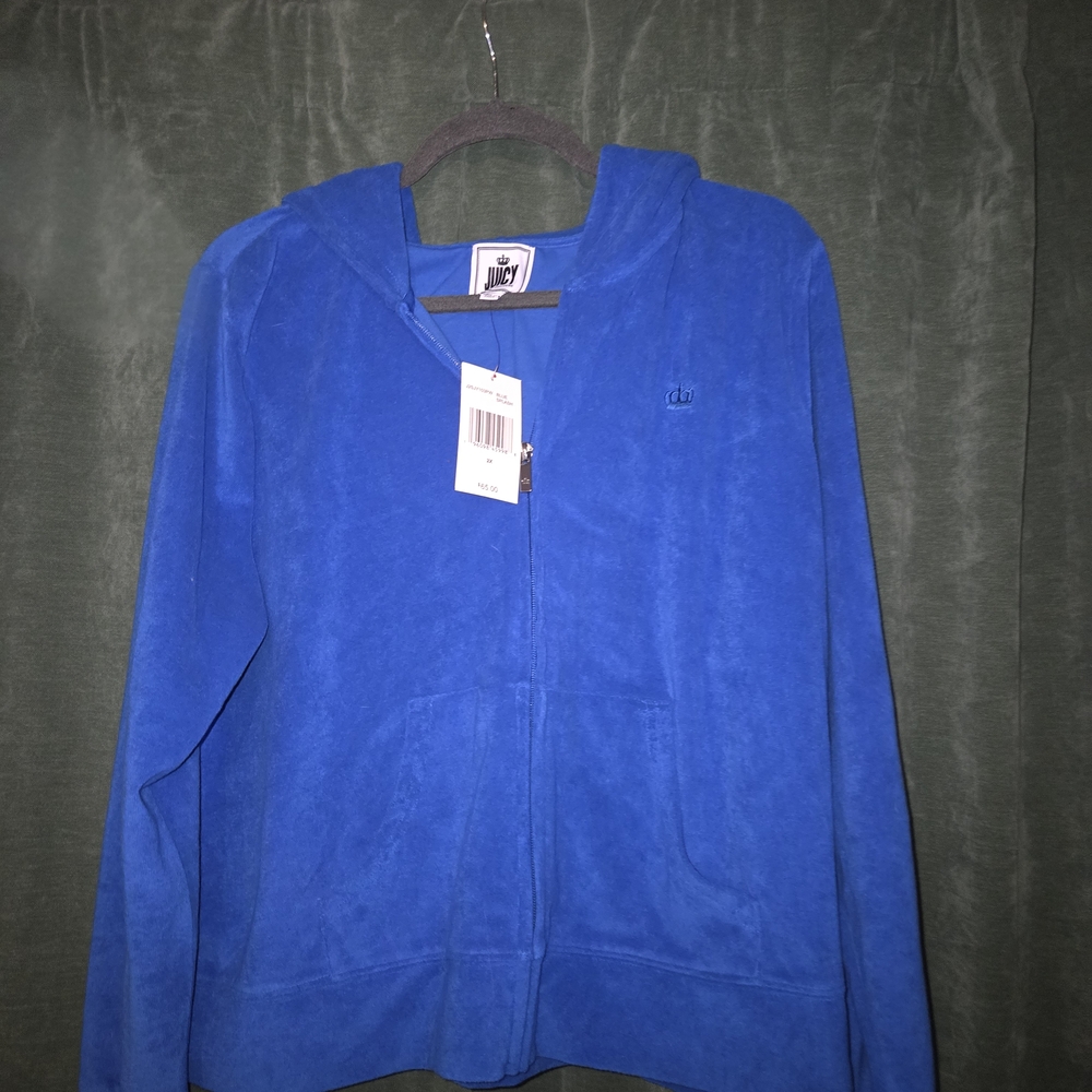 Juicy By Juicy Couture Royal Blue Terry Cloth Hoodie NWT 2x